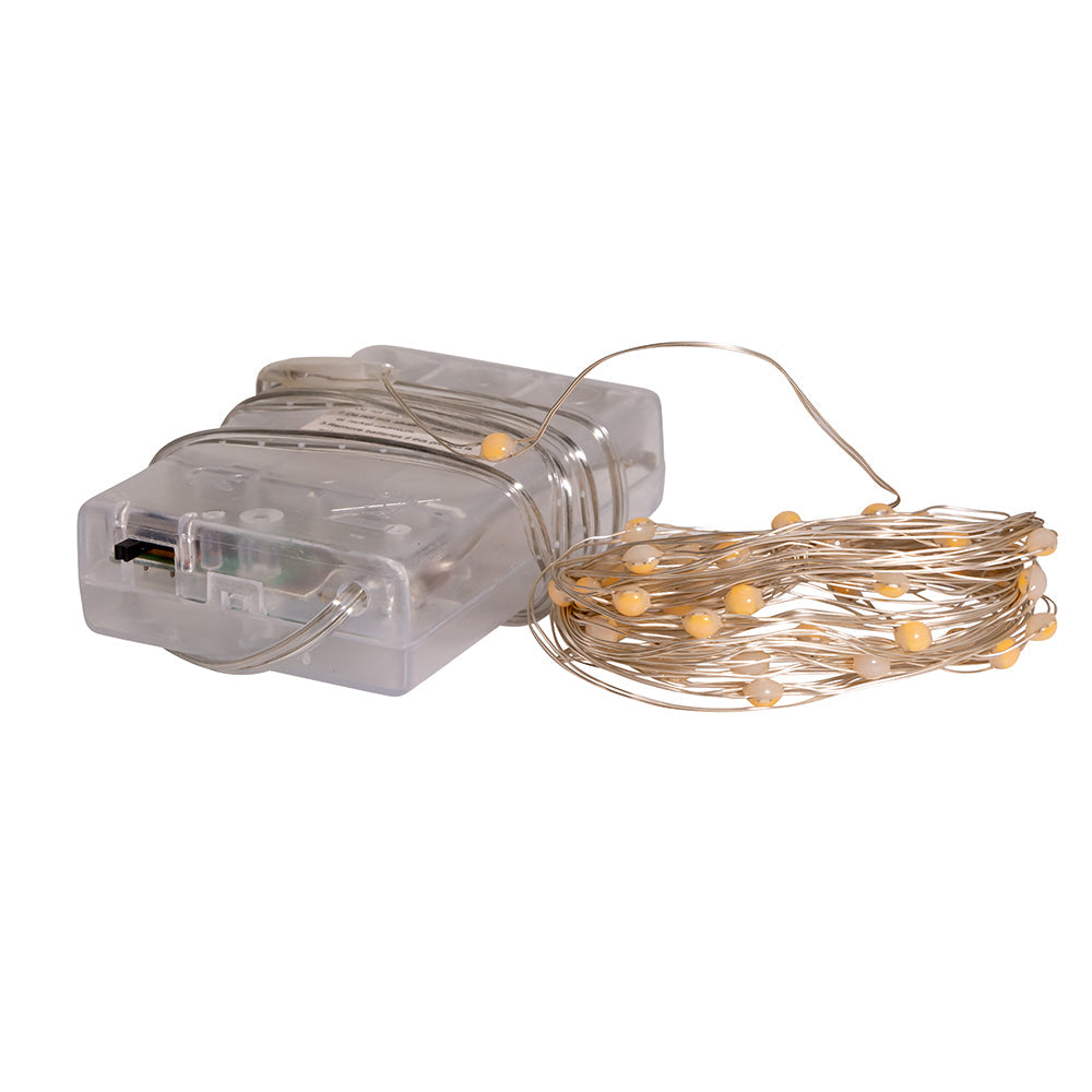 50-Light Battery-Operated Classic White Superbright LED Light Set