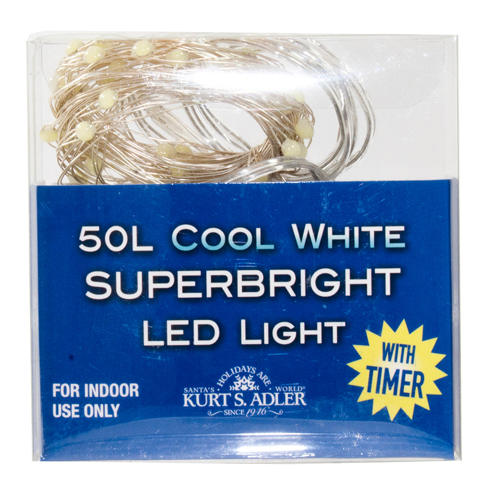 50-Light Battery-Operated Classic White Superbright LED Light Set