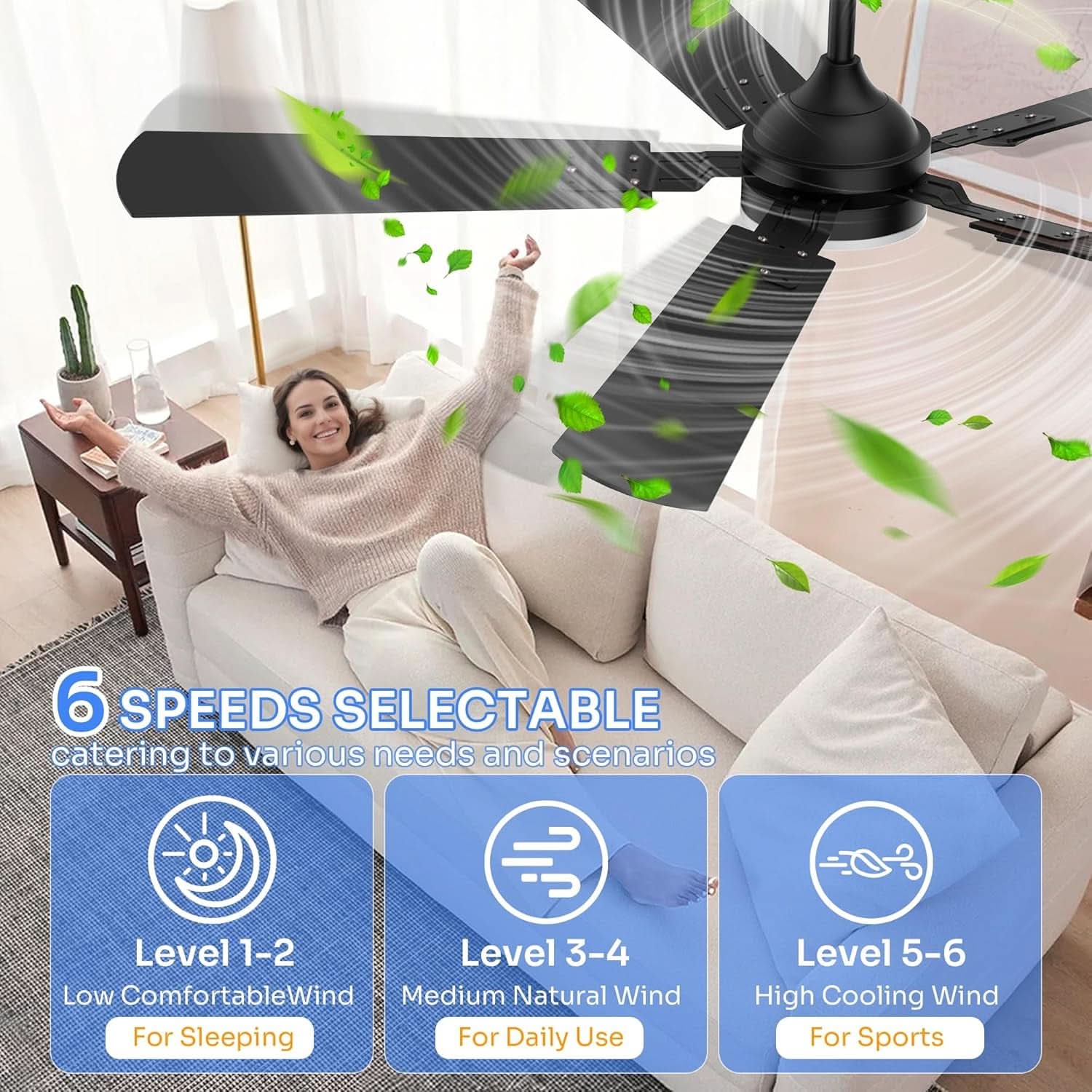 52 Inch Ceiling Fan Lights Remote Control Indoor Outdoor