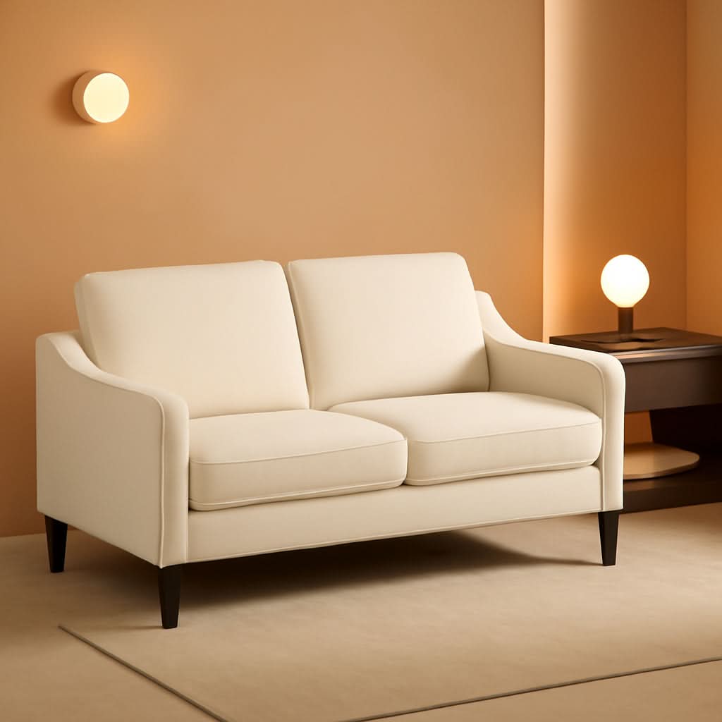 53 Inch Light Grey Mid Century Modern Loveseat Scooped Arms