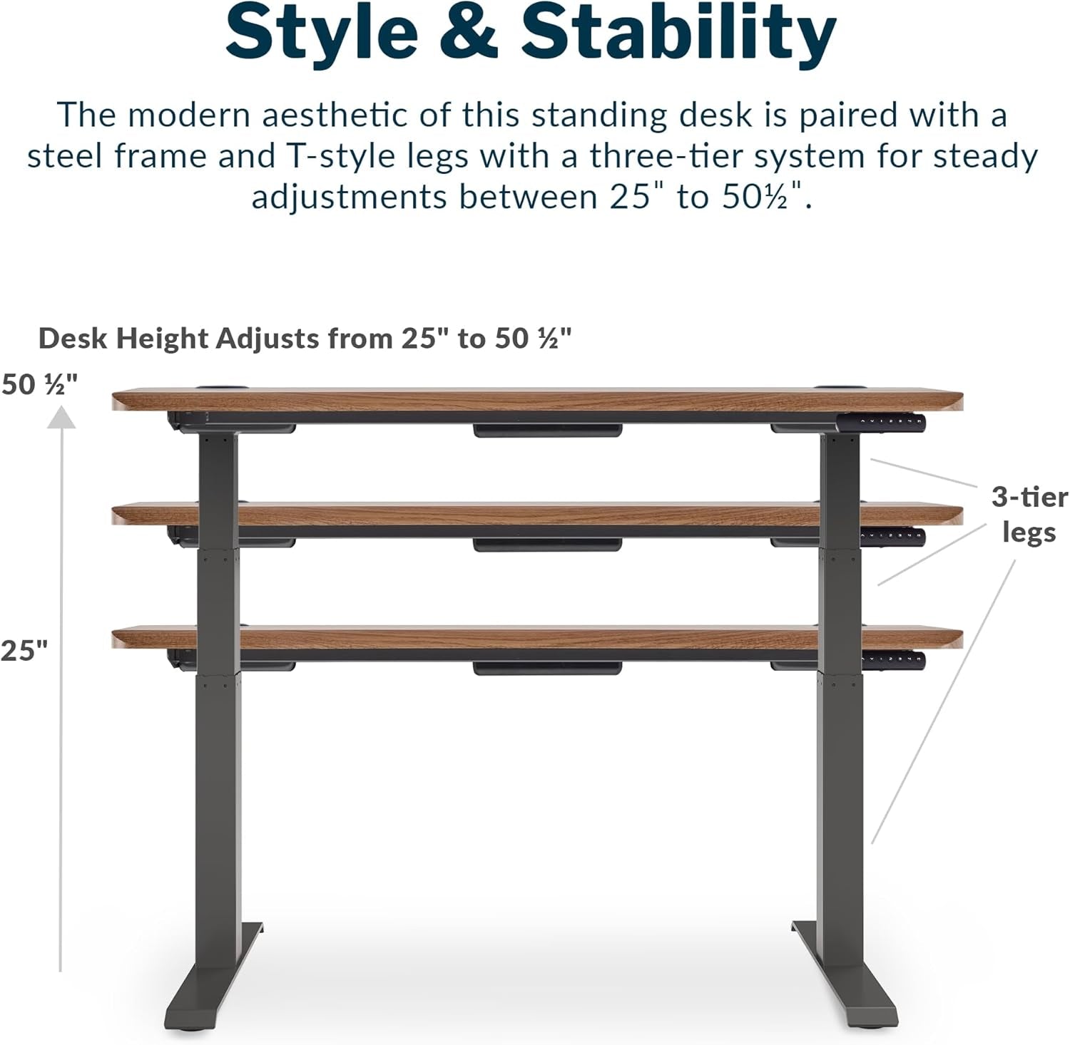 54x26 Walnut Electric Standing Desk Memory Settings
