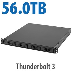 56.0TB (1x8.0TB NVMe + 3x16.0TB HDD) Flex 1U4 4-Bay Rackmount Thunderbolt Storage,