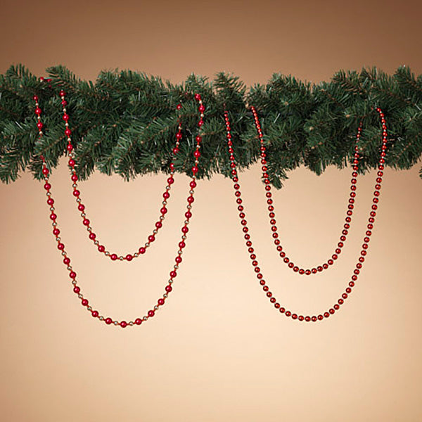 6 Foot Red Holiday Bead Garland - Large Bead