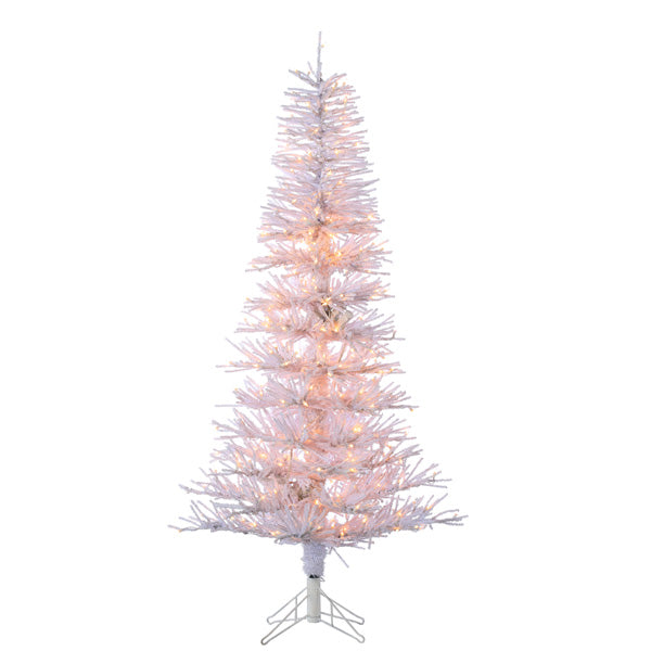 6 Foot White Tinsel Twig Tree - 400 Clear Lights