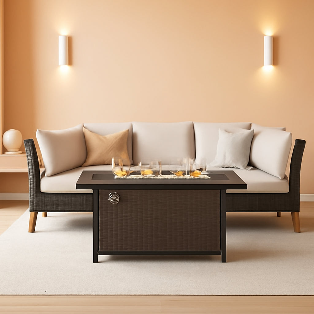 6-Piece Outdoor Patio Conversation Set With 56-Inch Gas Fire Pit Table