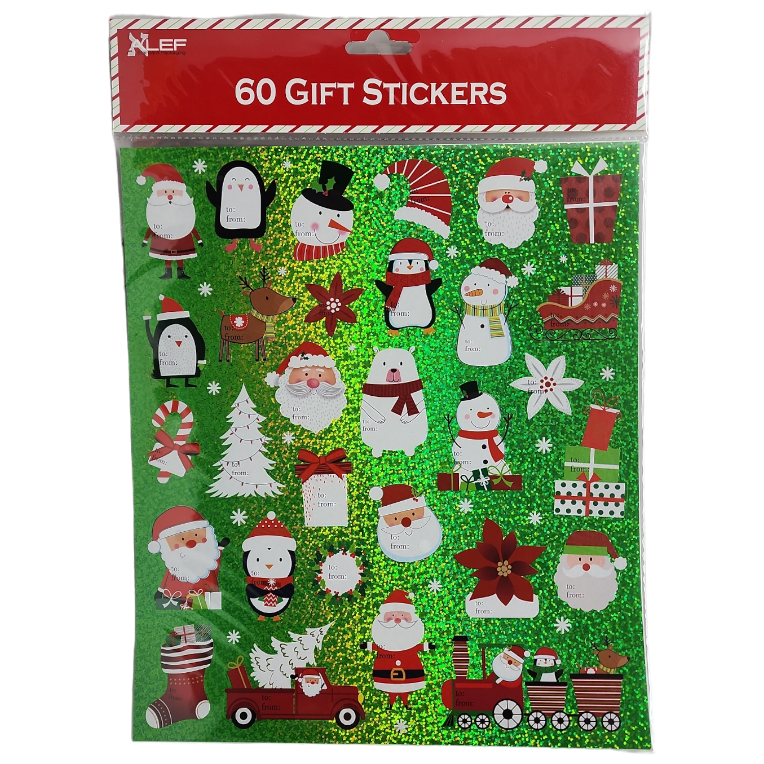 60 Count Peel and Stick Gift Tags - Santa / Penguin / Snowman