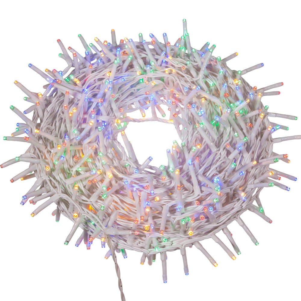 600-Light Multicolor LED White Wire Rice Light Garland