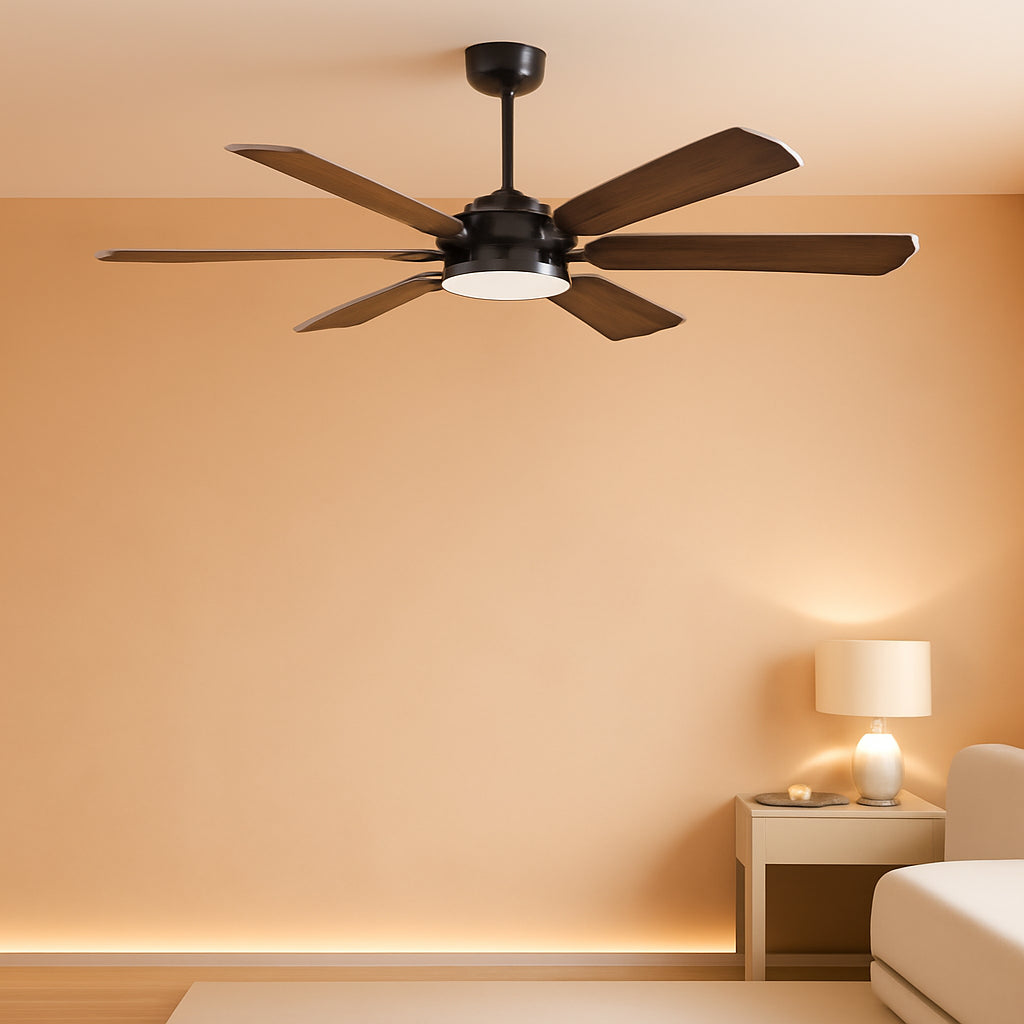 62 Inch Black Ceiling Fan With Remote And LED Light