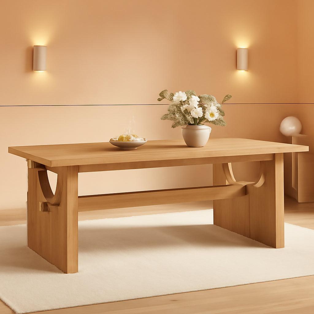 63 Inch Farmhouse Dining Table Rustic Brown Seats 4 To 6