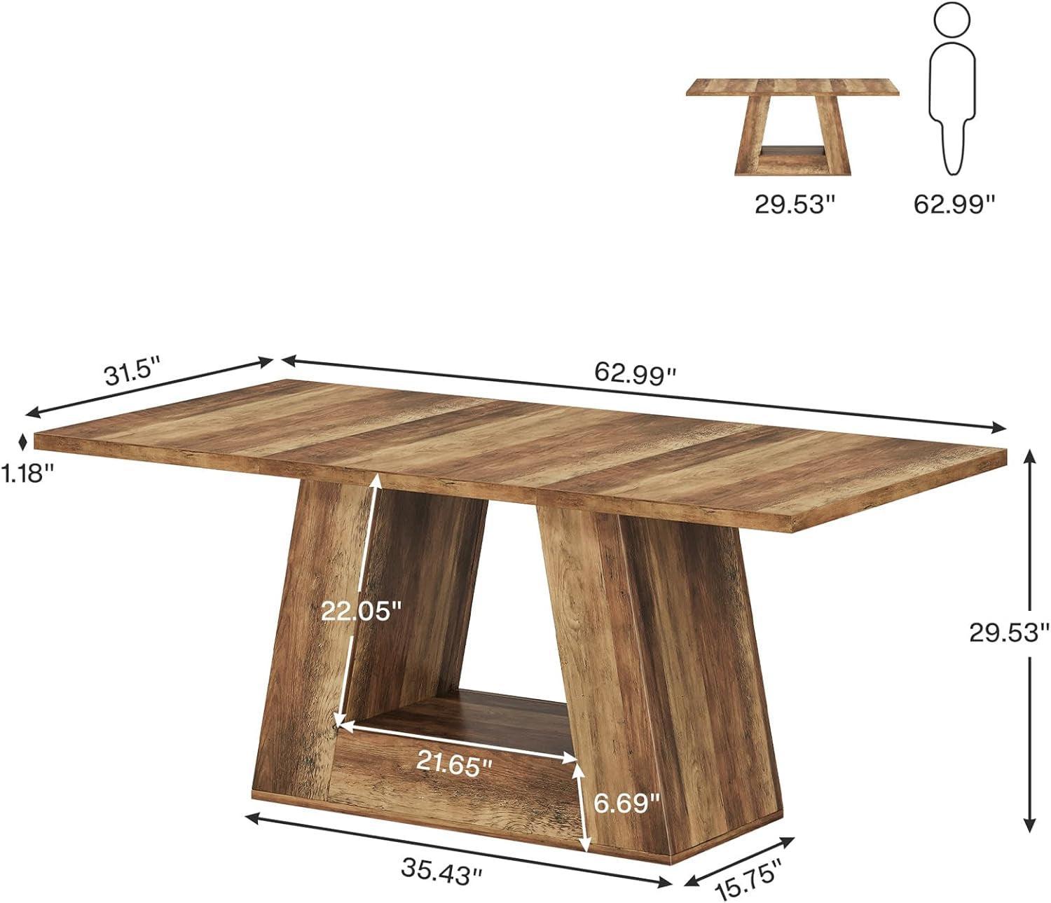 63 Inch Faux Marble Dining Table With Modern Leg Design