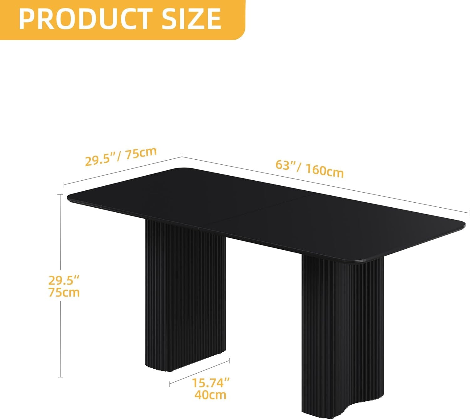 63 Inch Modern Dining Table With Curved Legs Matte Black