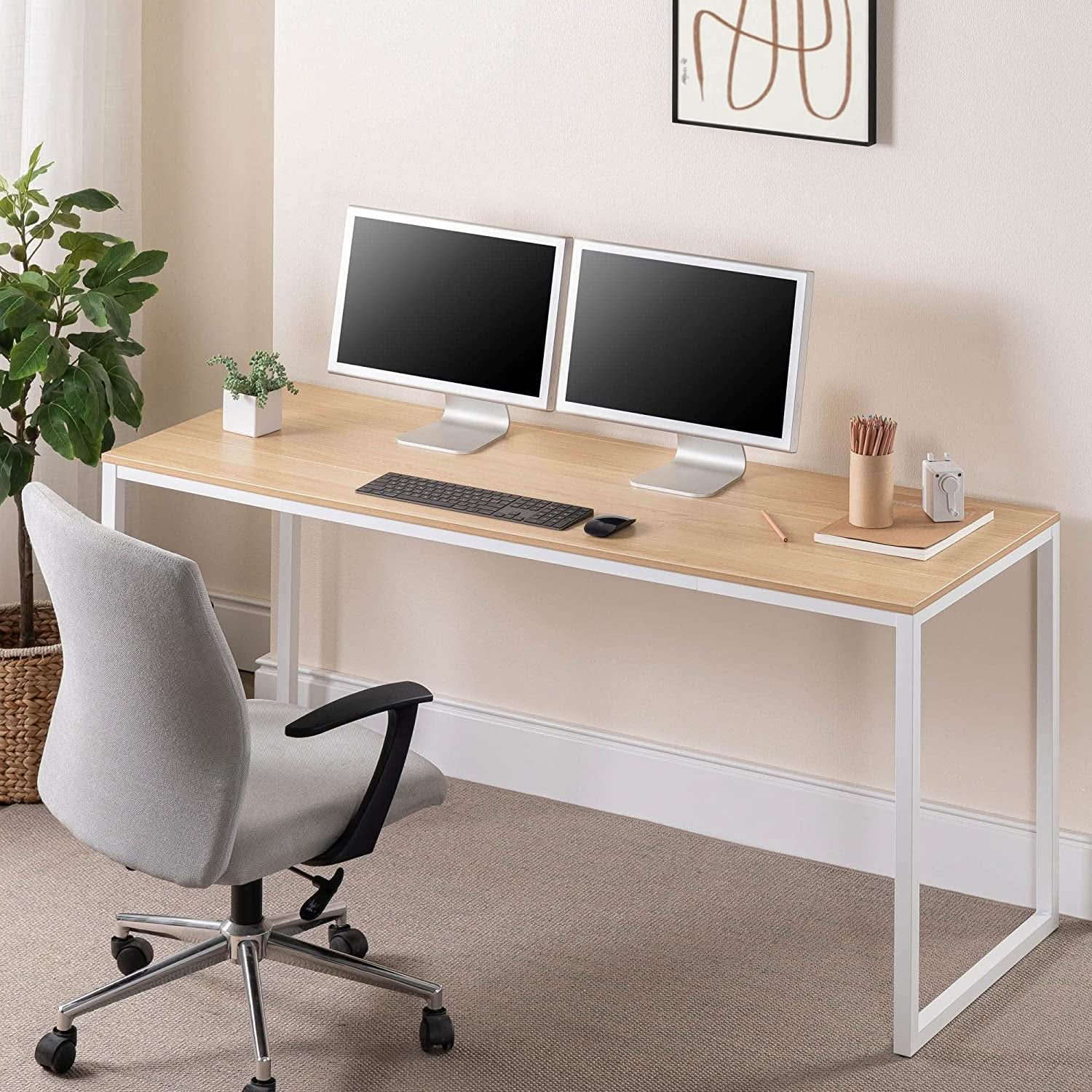 63 Inch White Frame Desk Computer Workstation Office Desk