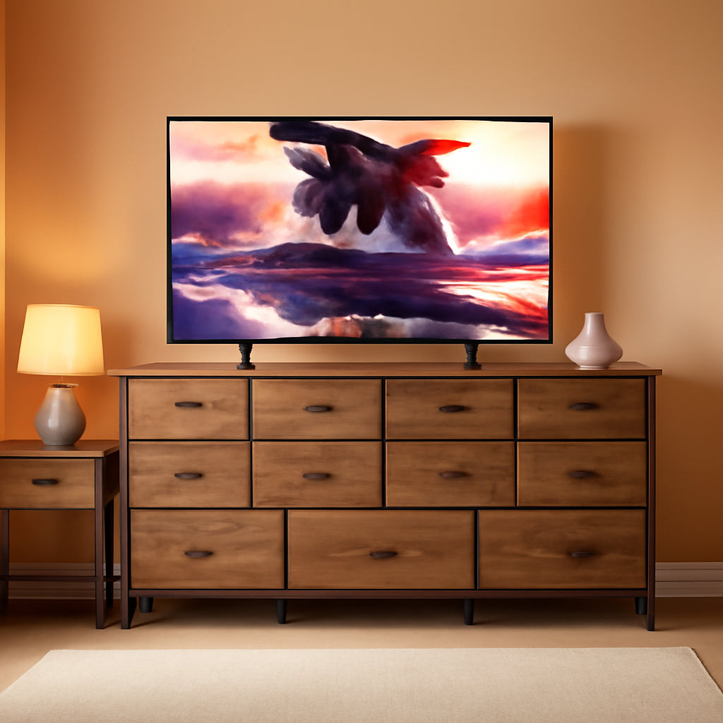 63.3 Inch TV Stand With 16 Drawers For Bedroom Console