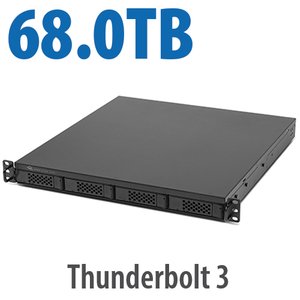 68.0TB (4x8.0TB NVMe + 3x12.0TB HDD) Flex 1U4 4-Bay Rackmount Thunderbolt Storage,