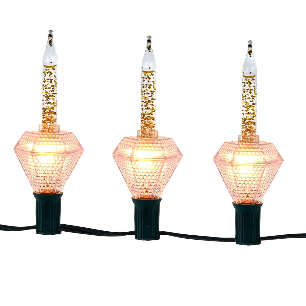 7-Light Gold Glitter Diamond Bubble Light Set