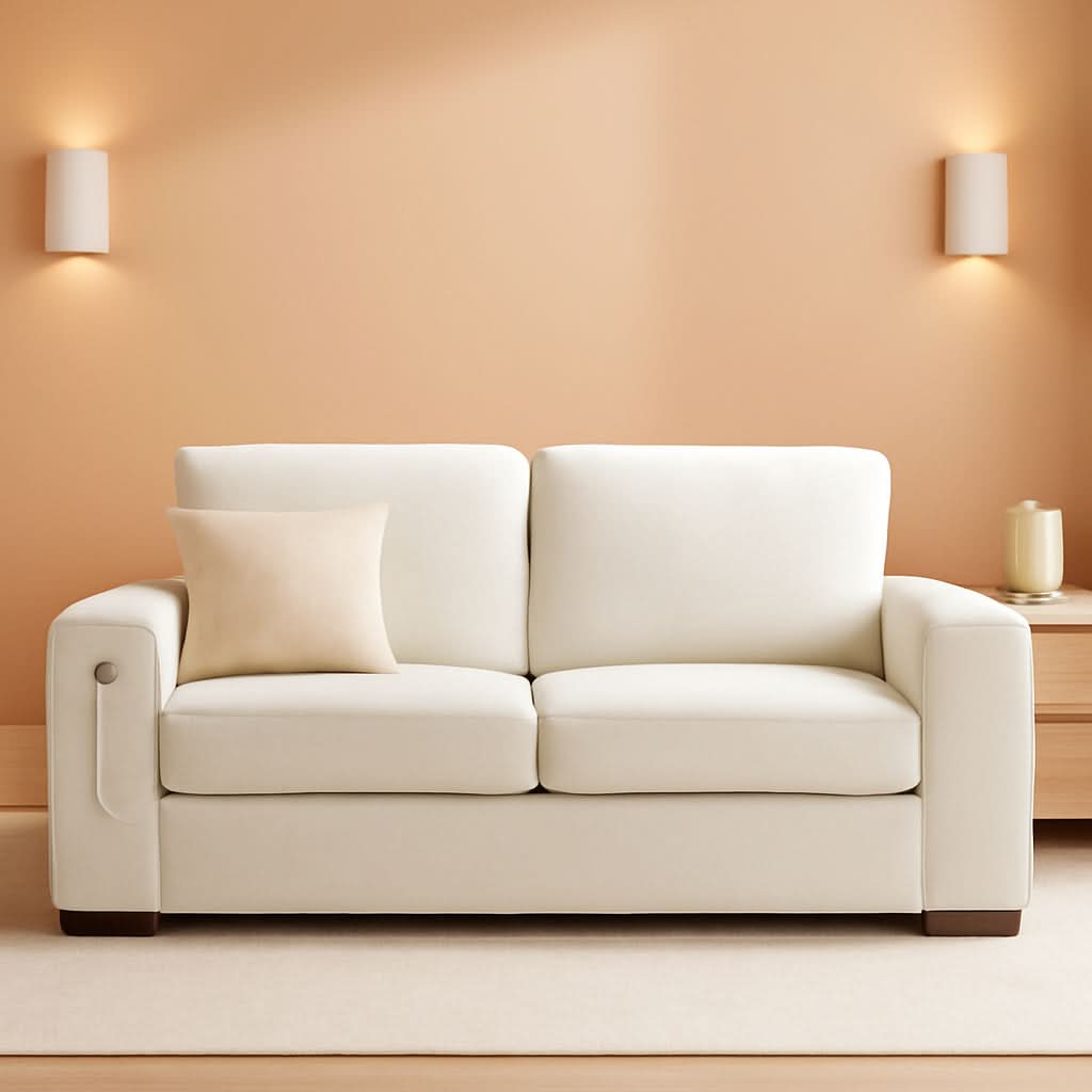 70 Inch Beige Loveseat With USB Type C Ports Living Room