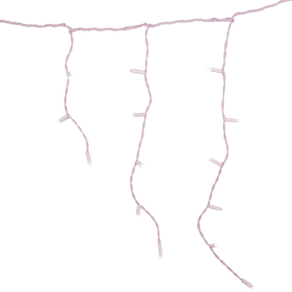 70-Light Cool White Soft Twinkle White Wire LED Icicle Light Set