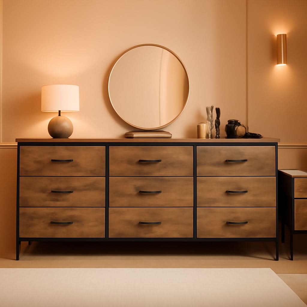 9 Drawer Dresser TV Stand For 60 Inch TV Modern Console