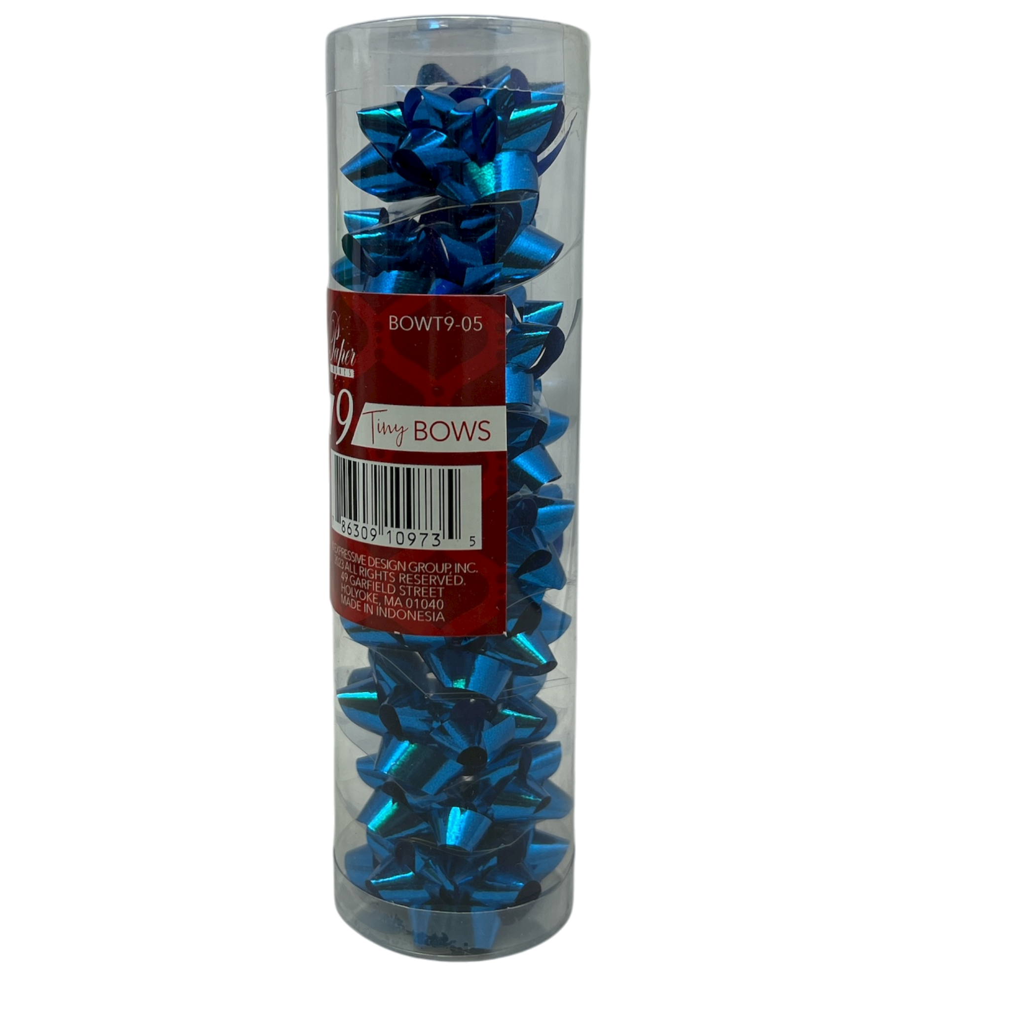 9 Tiny Metallic Bows In A Tube - Royal Blue Metallic