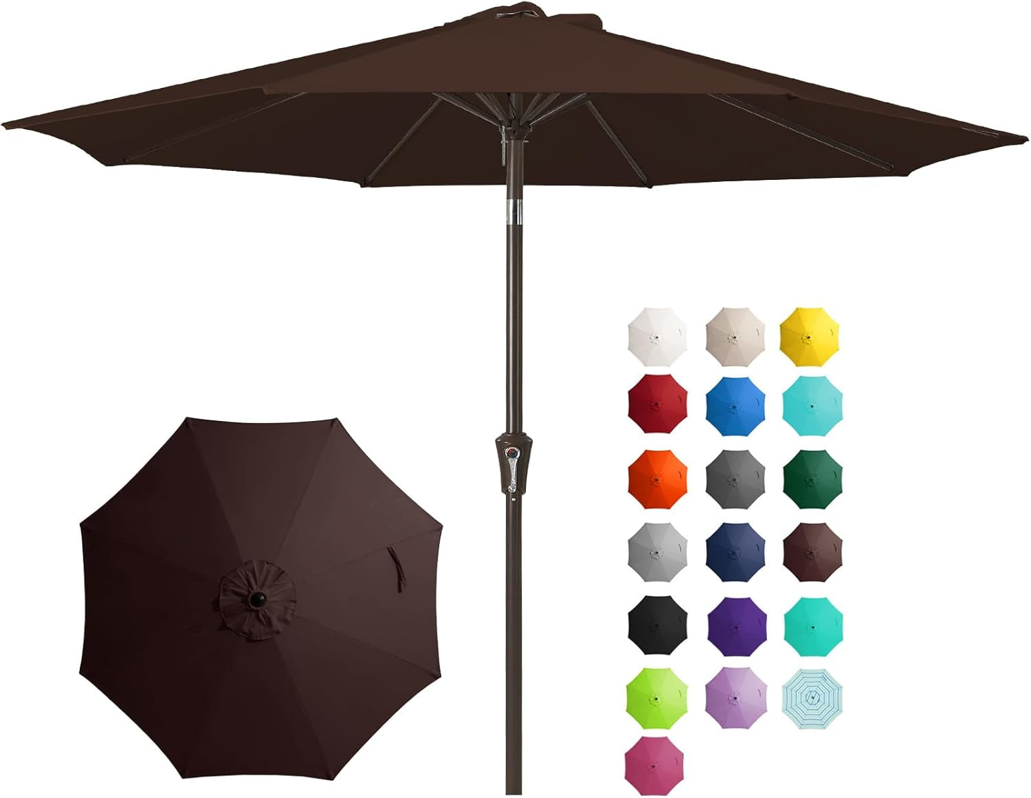9ft Outdoor Patio Umbrella Brown With Push Button Tilt