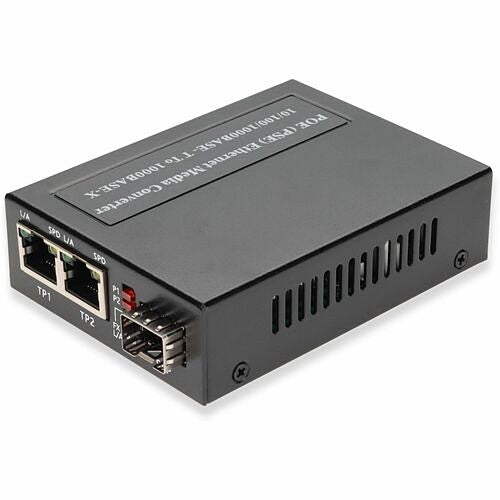 ADDON 10/100/1000BASE-TX(RJ-45) X2 TO 1 OPEN SFP PORT POE (15W) MEDIA CONVERTER