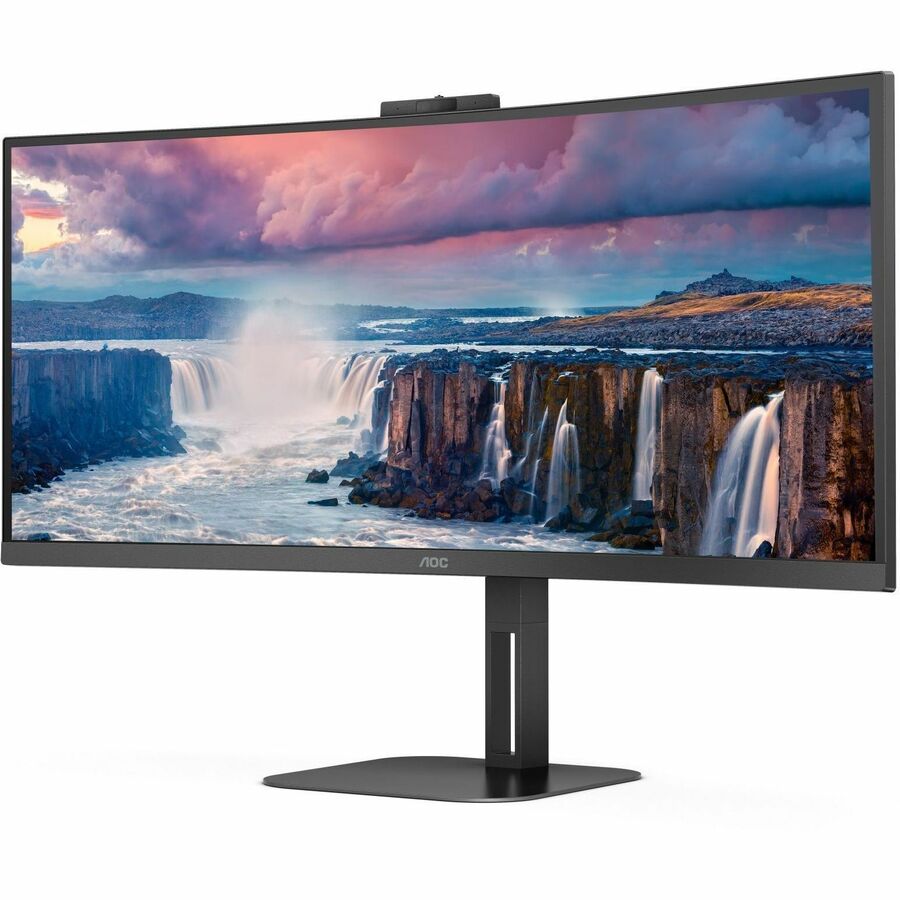 AOC CU34V5CW 34" Class Webcam UW-QHD Curved Screen LED Monitor - 21:9 - Black