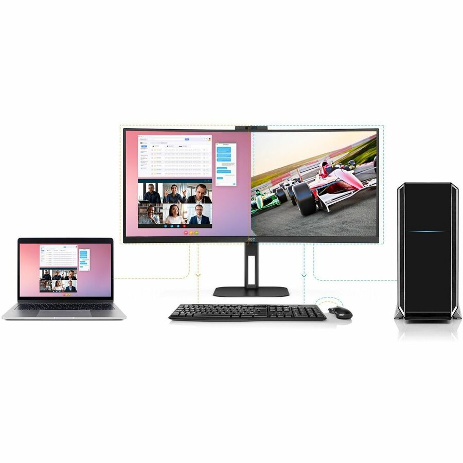 AOC CU34V5CW 34" Class Webcam UW-QHD Curved Screen LED Monitor - 21:9 - Black