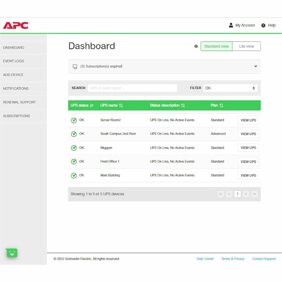 APC by Schneider Electric Digital license, EcoStruxure IT SmartConnect, Standard 1Y Plan