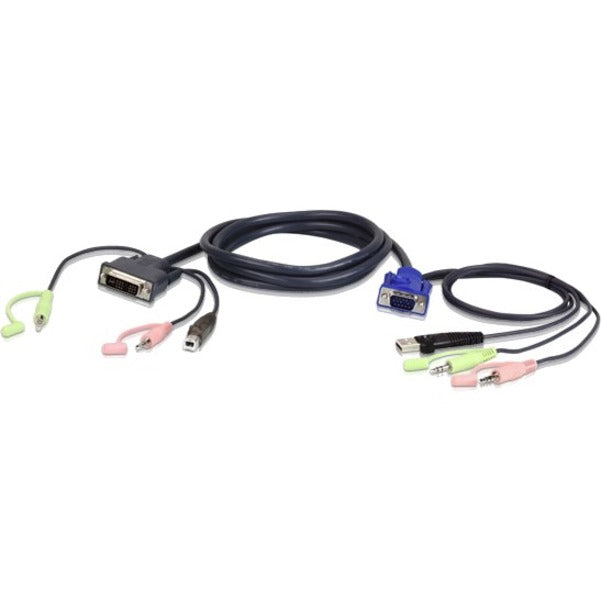 ATEN 1.8M USB VGA to DVI-A KVM Cable with Audio - 5.91 ft KVM Cable for KVM Switch PC - Fi