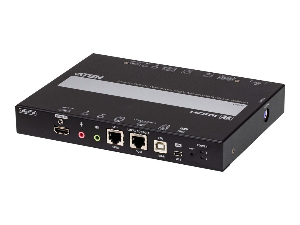 ATEN CN9850 - KVM switch - remote shared access single port, 4K, HDMI - 4 x KVM port(s) - 1 local user - rack-mountable