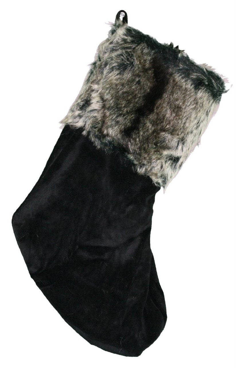 Abbott Collection Madison Velvet And Faux Fur Stocking -