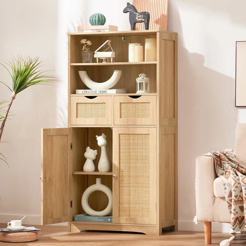 Accent Rattan Bathroom Storage Cabinet With Two Drawers 49 Inch