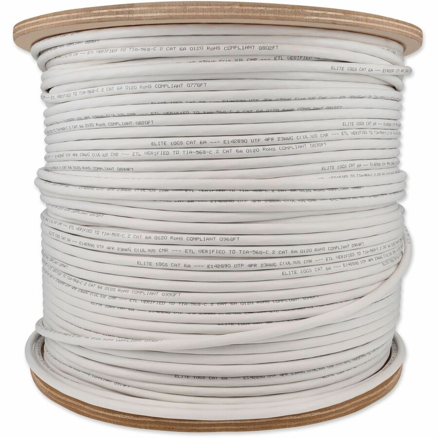 AddOn 1000ft Non-Terminated White Cat6A UTP PVC Copper Patch Cable ADD-CAT6ABULK1K-WE