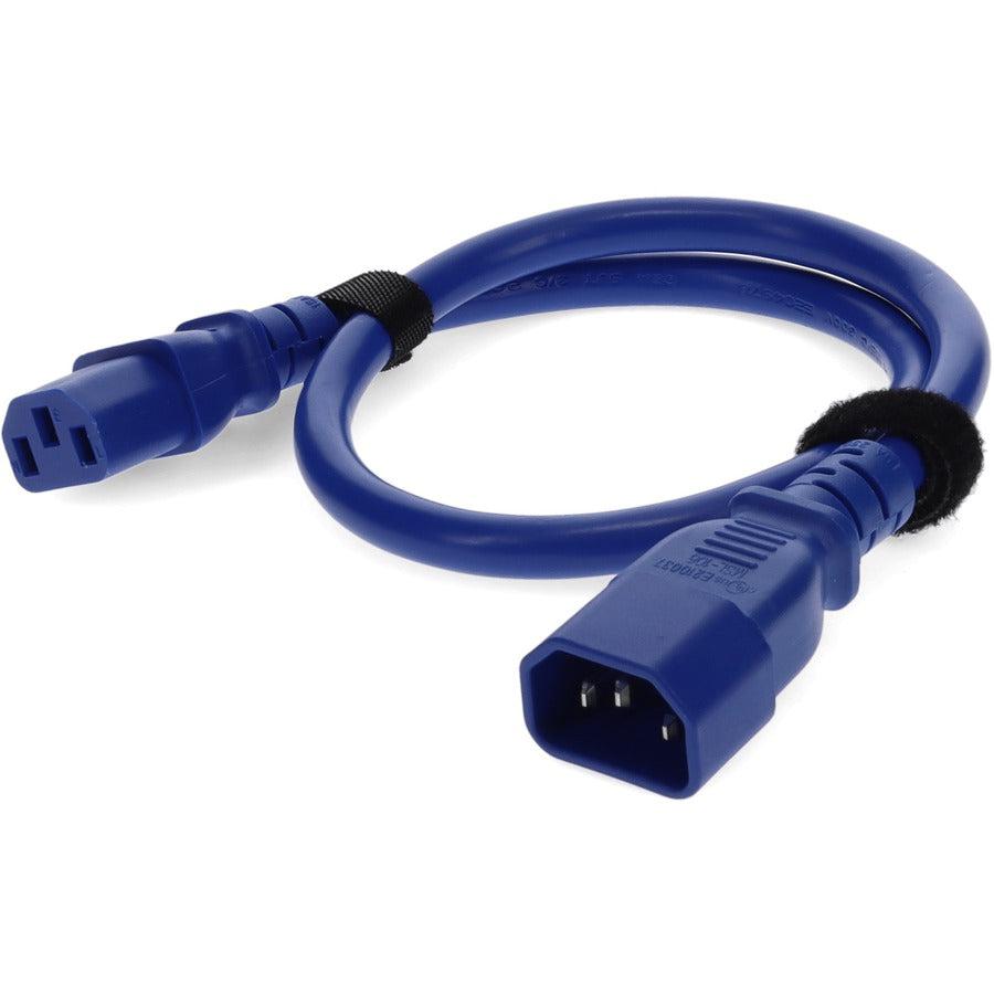 AddOn 1ft C13 Female to C14 Male 18AWG 100-250V at 10A Blue Power Cable ADDC132C1418AWG6FTBE
