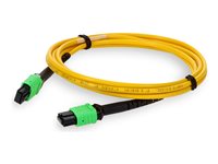 AddOn 2m MPO (Female) to MPO (Female) 24-strand Straight Yellow OS2 Fiber OFNR (Riser-Rated) Patch Cable ADD-24FMPOMPO-2M9SMS