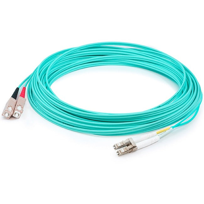 AddOn 8m LC (Male) to SC (Male) Aqua OM4 Duplex Fiber OFNR (Riser-Rated) Patch Cable ADD-SC-LC-8M5OM4