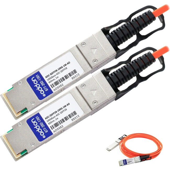 AddOn Dell AOC-QSFP28-100G-1M Compatible TAA Compliant 100GBase-AOC QSFP28 to QSFP28 Direct Attach Cable (850nm, MMF, 1m) AOC-QSFP28-100G-1M-AO
