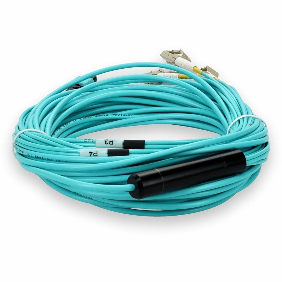 Addon Networks Add-Mpo-4Lc15M5Om4P Fibre Optic Cable 15 M 8X Lc Ofnp Om4 Aqua Colour