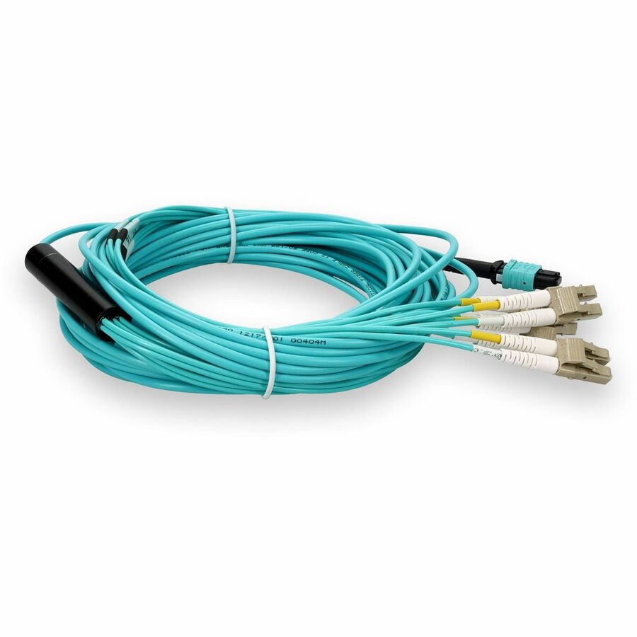 Addon Networks Add-Mpo-4Lc15M5Om4P Fibre Optic Cable 15 M 8X Lc Ofnp Om4 Aqua Colour