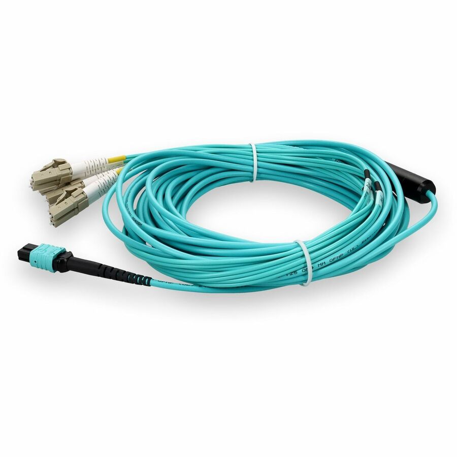 Addon Networks Add-Mpo-4Lc15M5Om4P Fibre Optic Cable 15 M 8X Lc Ofnp Om4 Aqua Colour