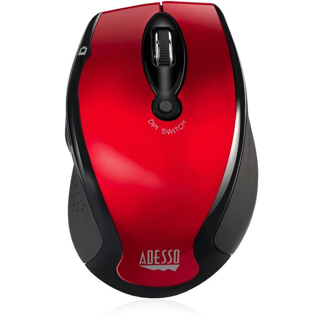 Adesso 2.4Ghz Wireless Ergonomic Optical Mouse,( Red)