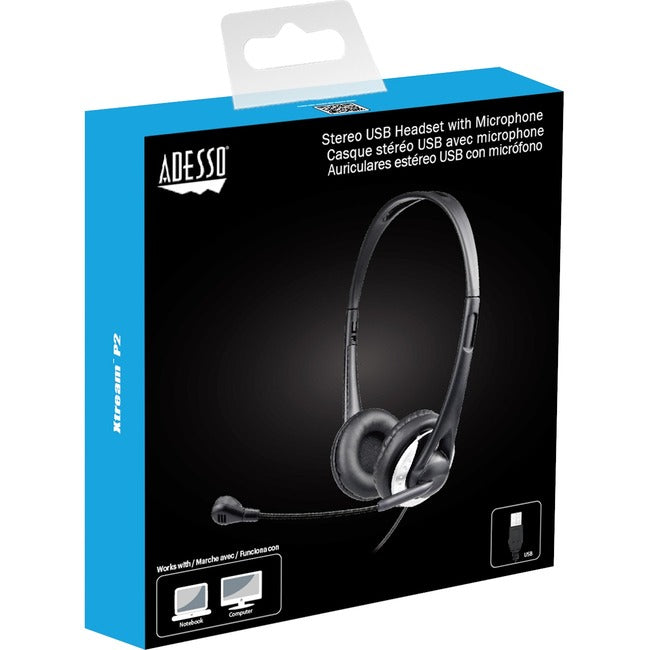 Adesso Usb Headset, Stereo Sound , Noise Cancelling Adjustable Microphone, Nois