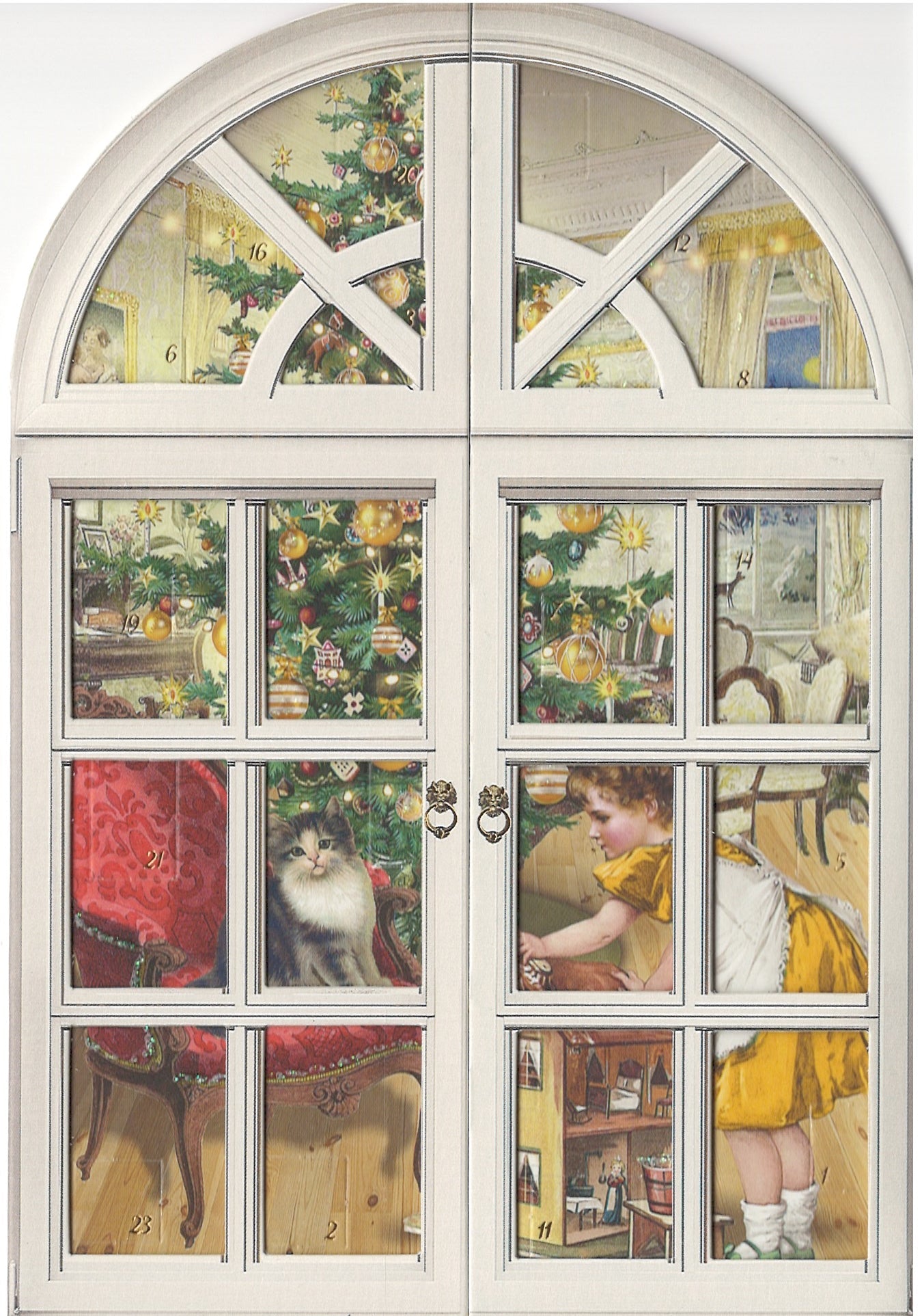 Advent Greeting Card – Vintage Christmas Door Scene