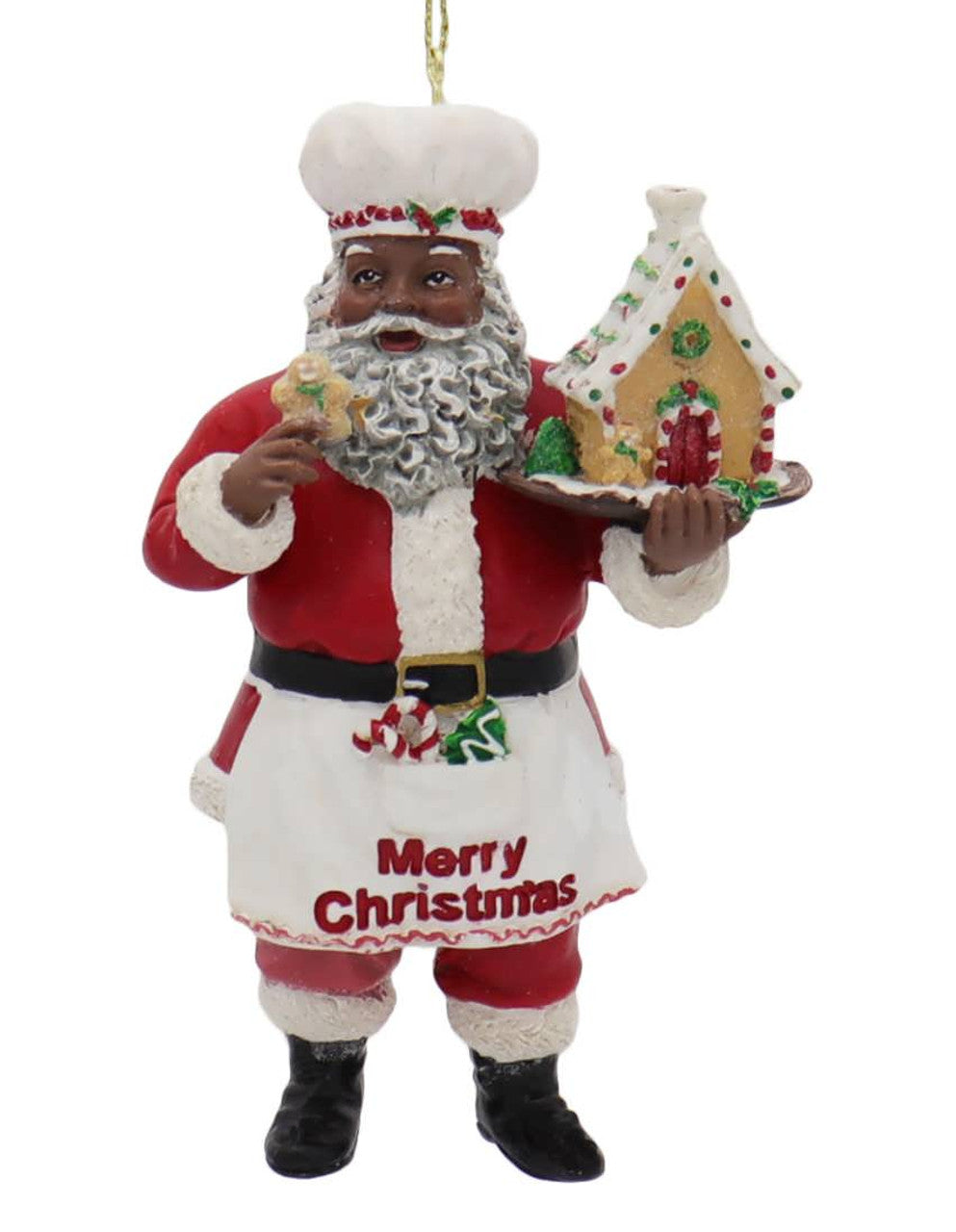 African American Chef Santa Ornaments -