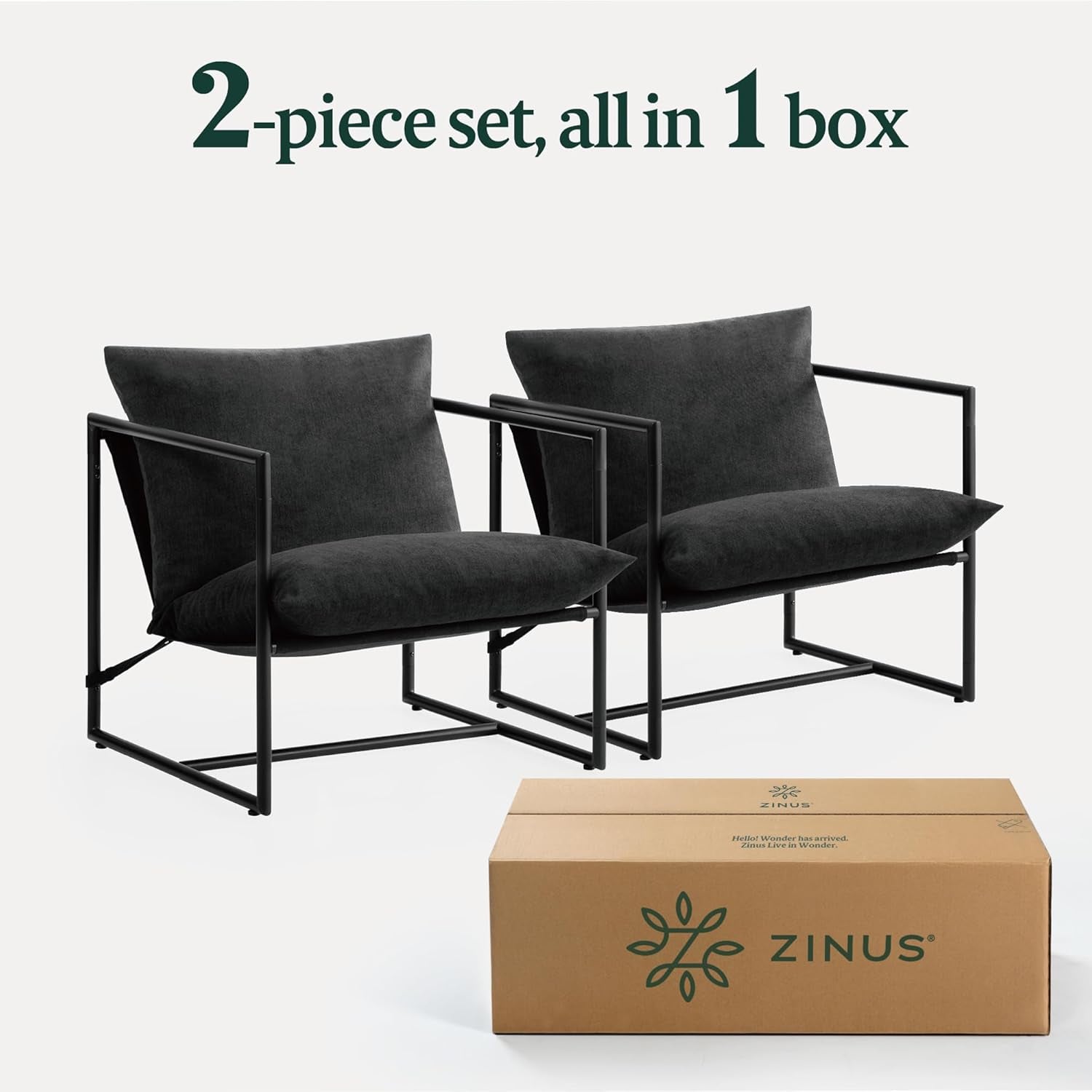Aidan Sling Accent Chair Black Metal Frame Foam Cushion