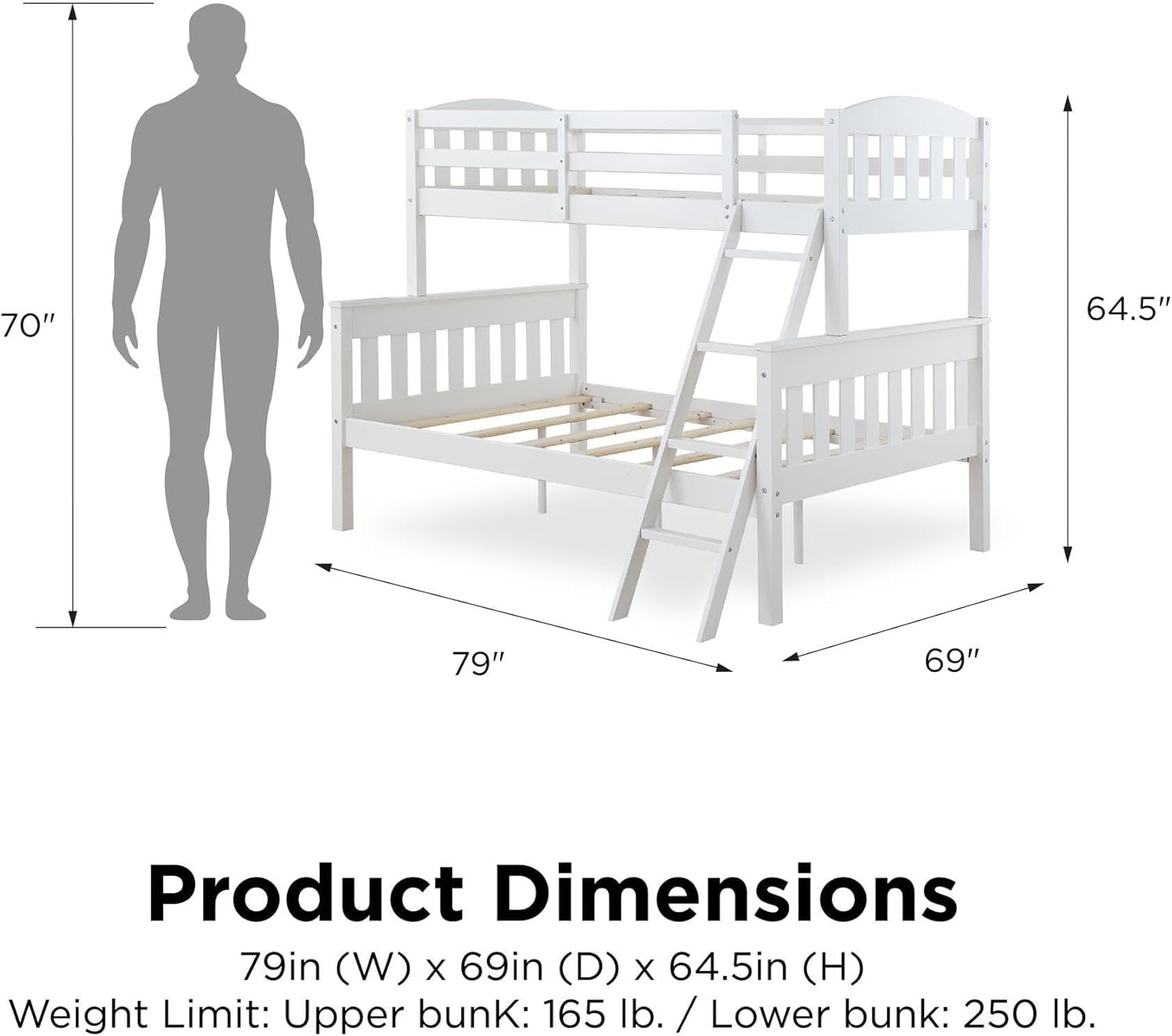 Airlie Twin Over Full Bunk Bed In White Wood Converts To Twin And Full