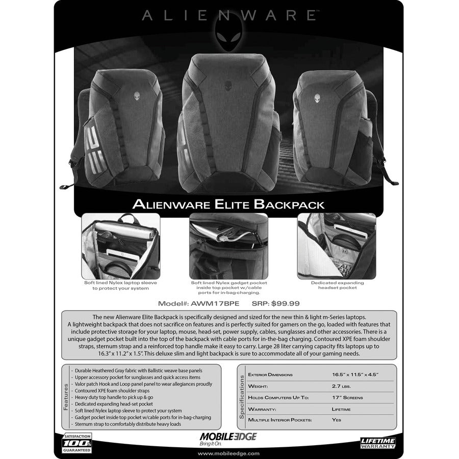 Alienware Elite Backpack Casual Backpack Black/Grey