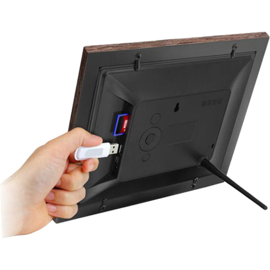 Aluratek 8 inch Distressed Wood Digital Photo Frame with Auto Slideshow Feature - 8" LCD