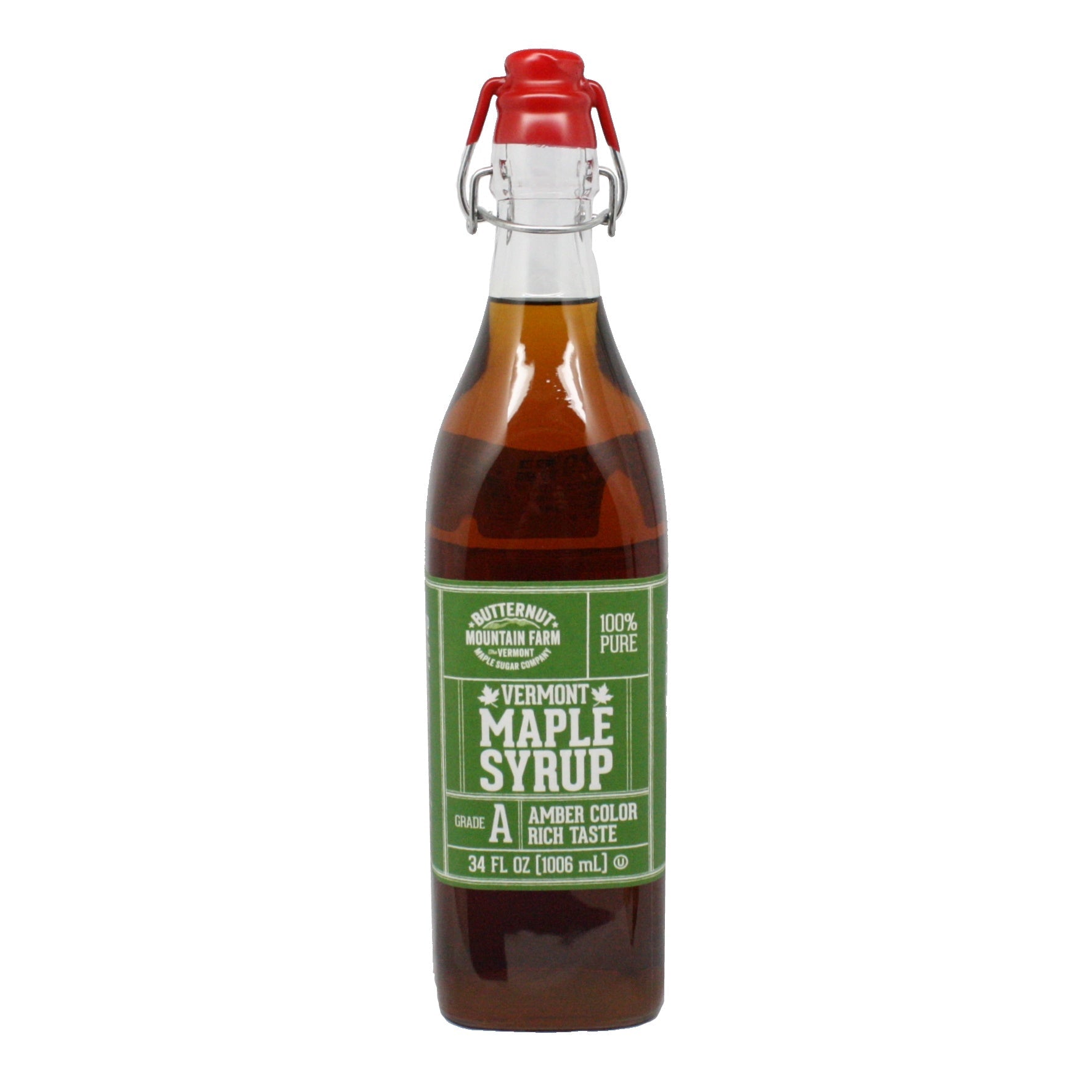 Amber Clasp Top Bottle Vermont Maple Syrup - 34 oz