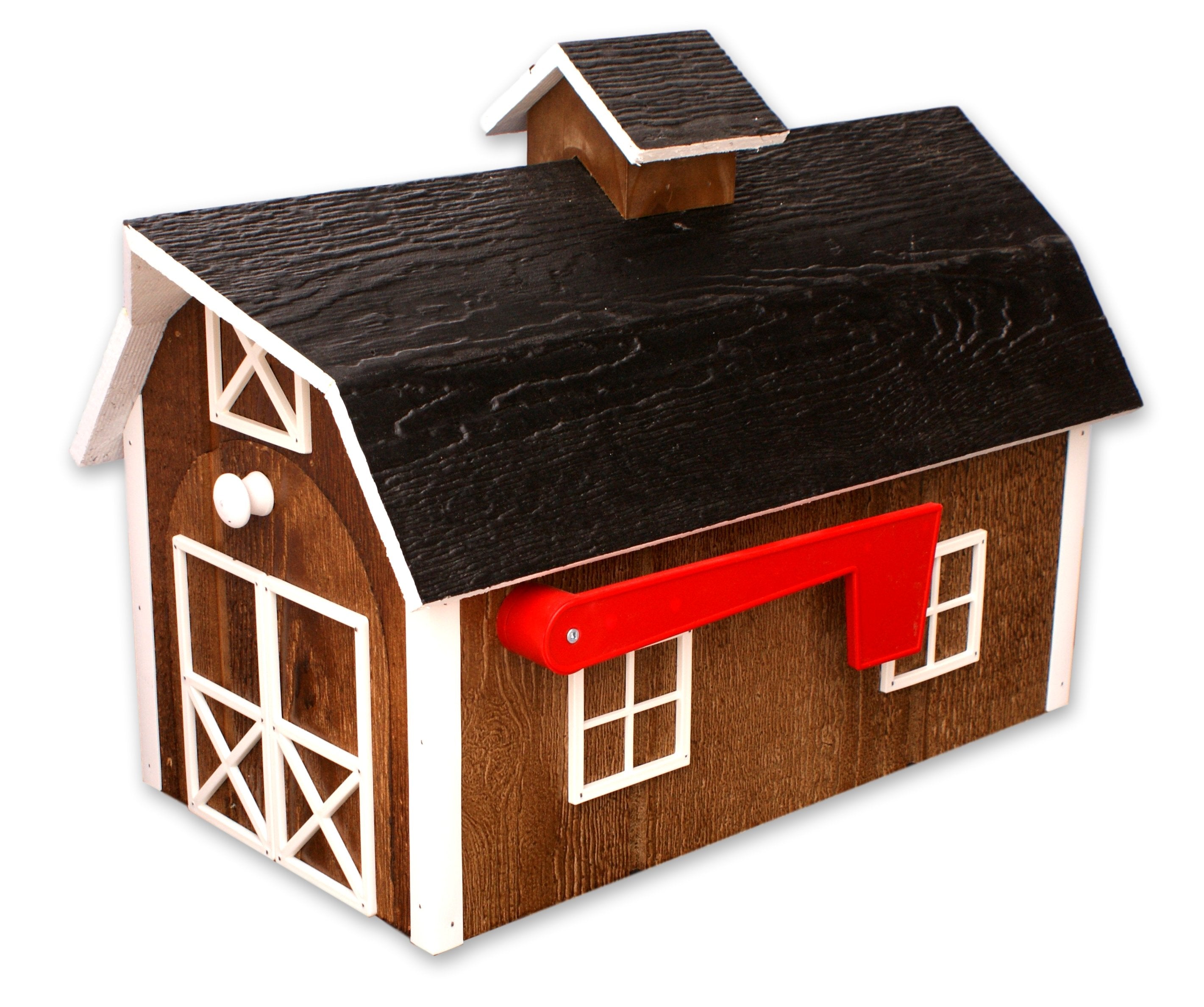 Amish-Made Wooden Mailbox, Dutch Barn Style, Post-Mount